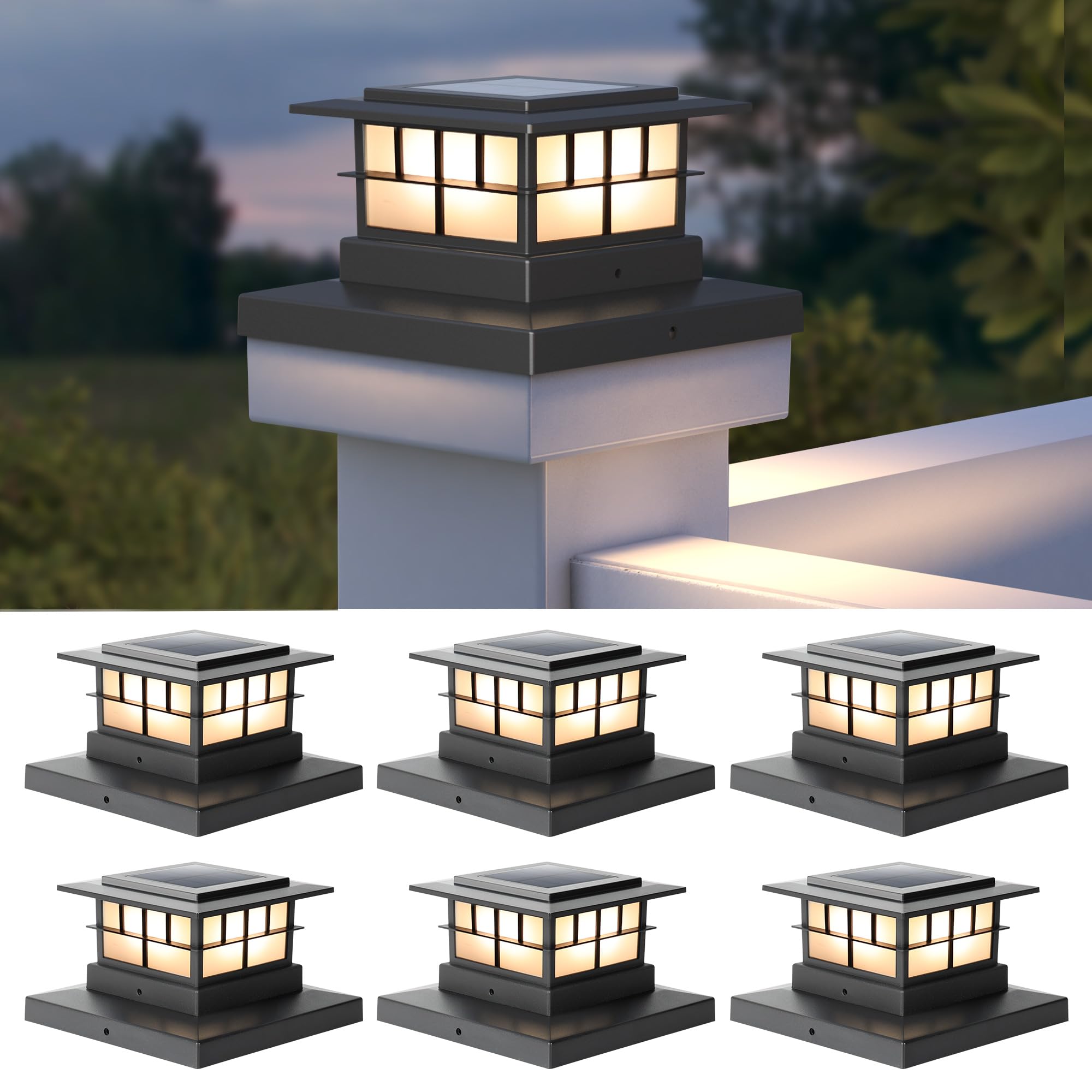 LUTEC solar post cap light on a 4x4 post for warm, safe path lighting.
