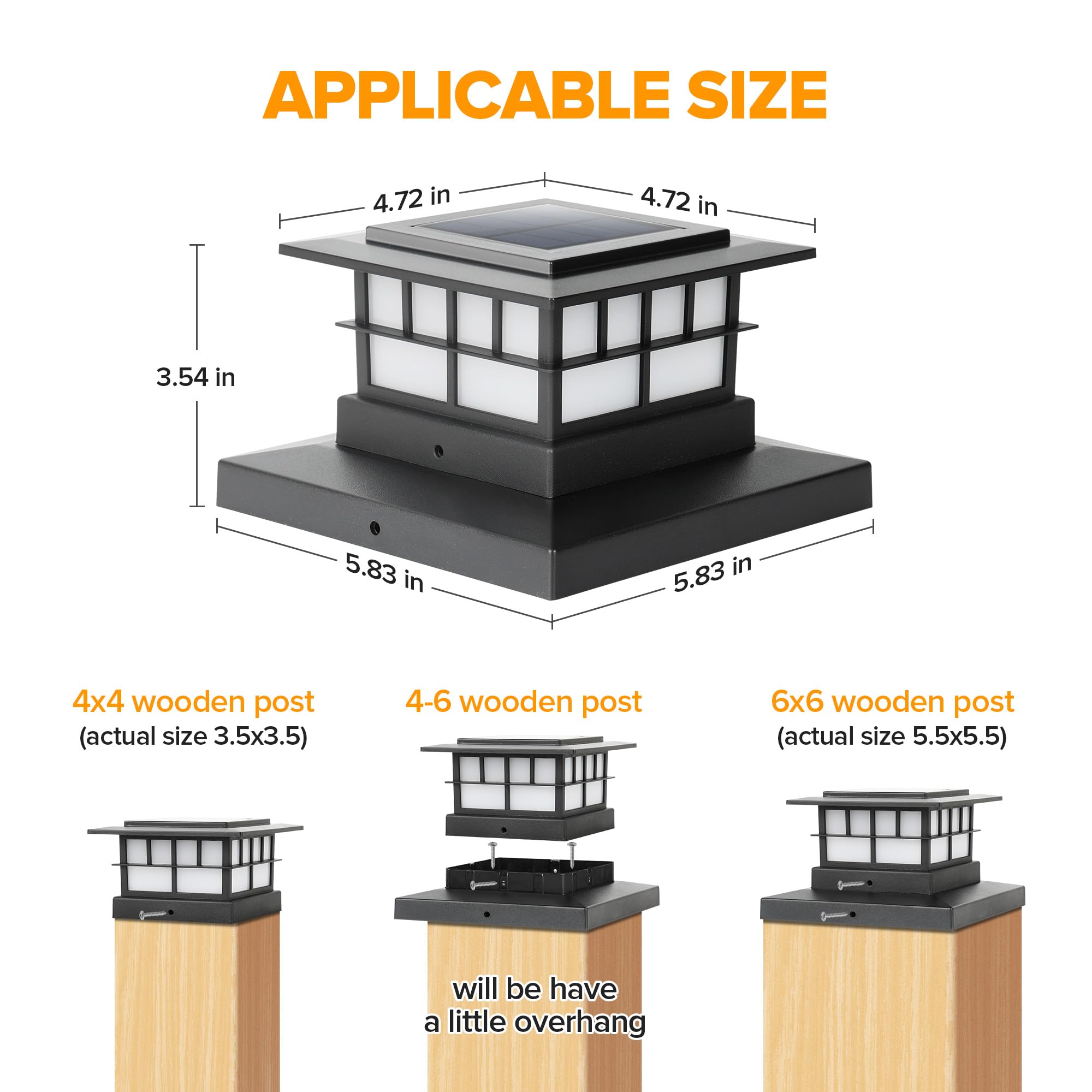 LUTEC solar post cap light on vinyl fence post for perimeter border lighting.