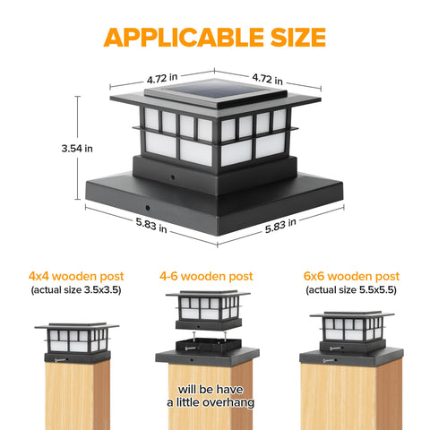 LUTEC solar post cap light on vinyl fence post for perimeter border lighting.