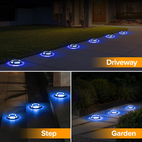 LUTEC yard pathway lights in blue providing even coverage