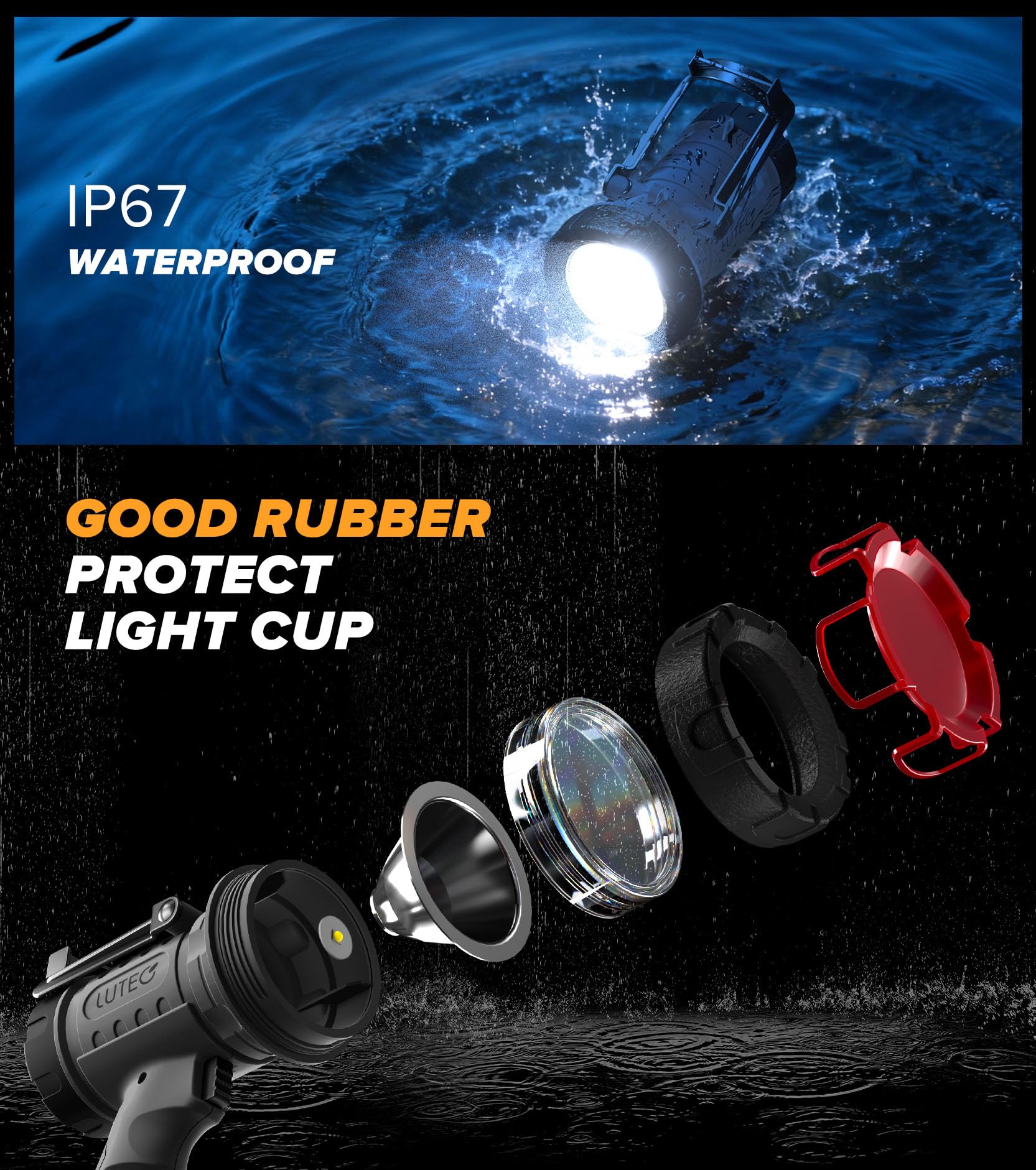 LUTEC four modes with red light support night-time use.
