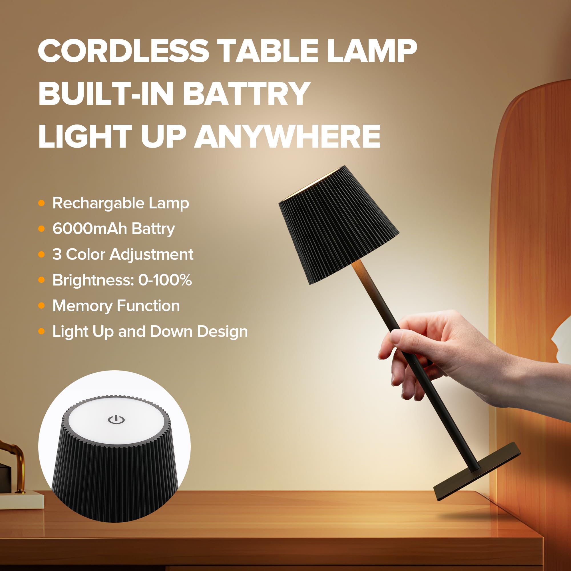 LUTEC touch-control panel enables quick brightness and color changes at a tap.