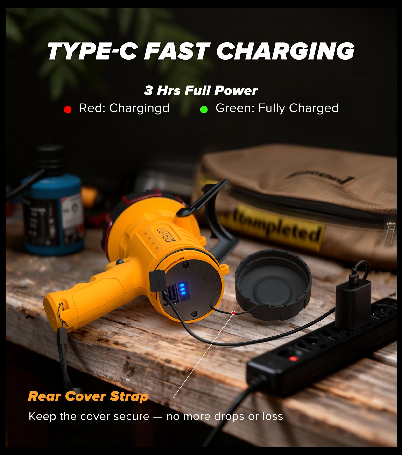 LUTEC USB-C fast charging spotlight for quick recharges