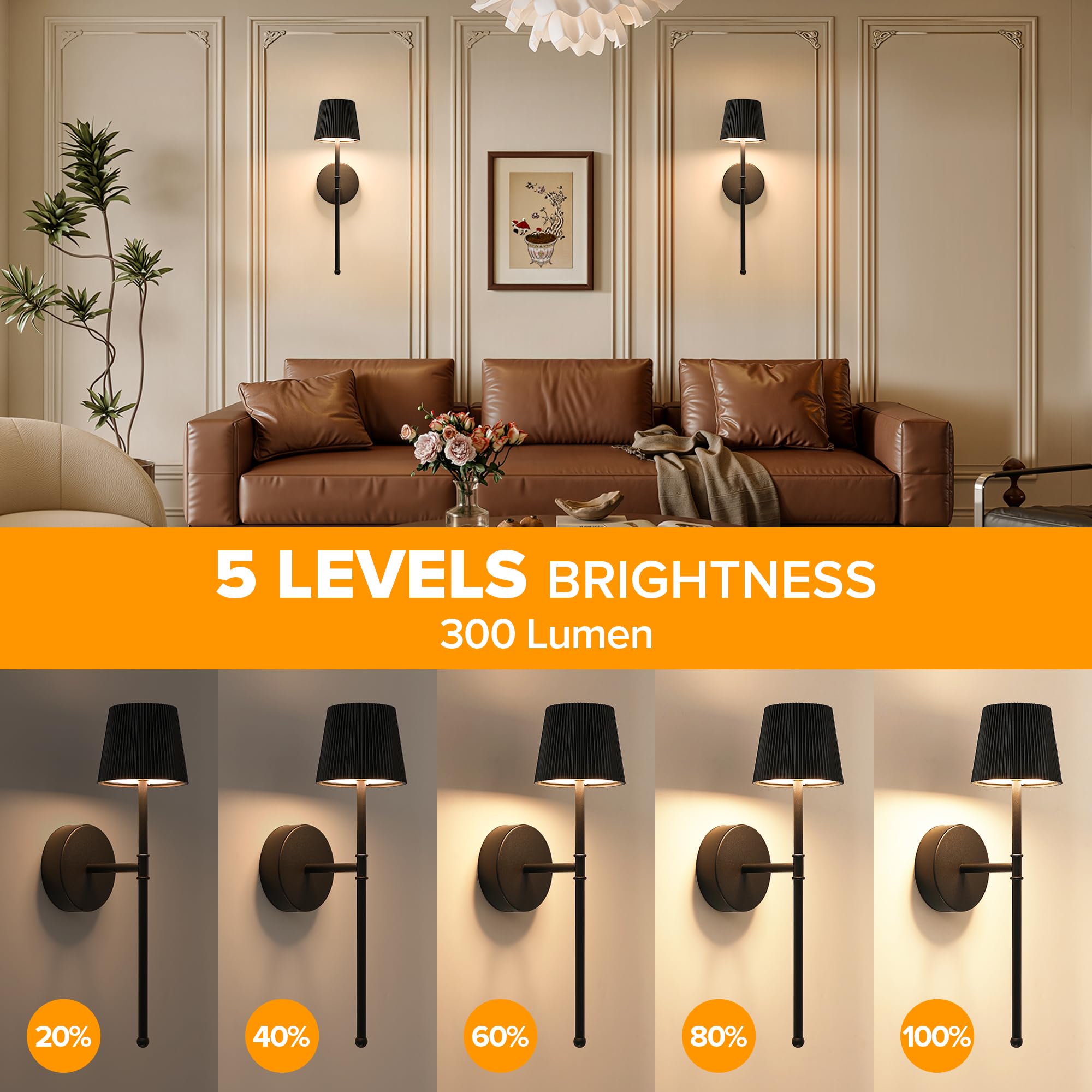 LUTEC wall sconce color temperature adjustment supports warm, neutral, and cool moods.