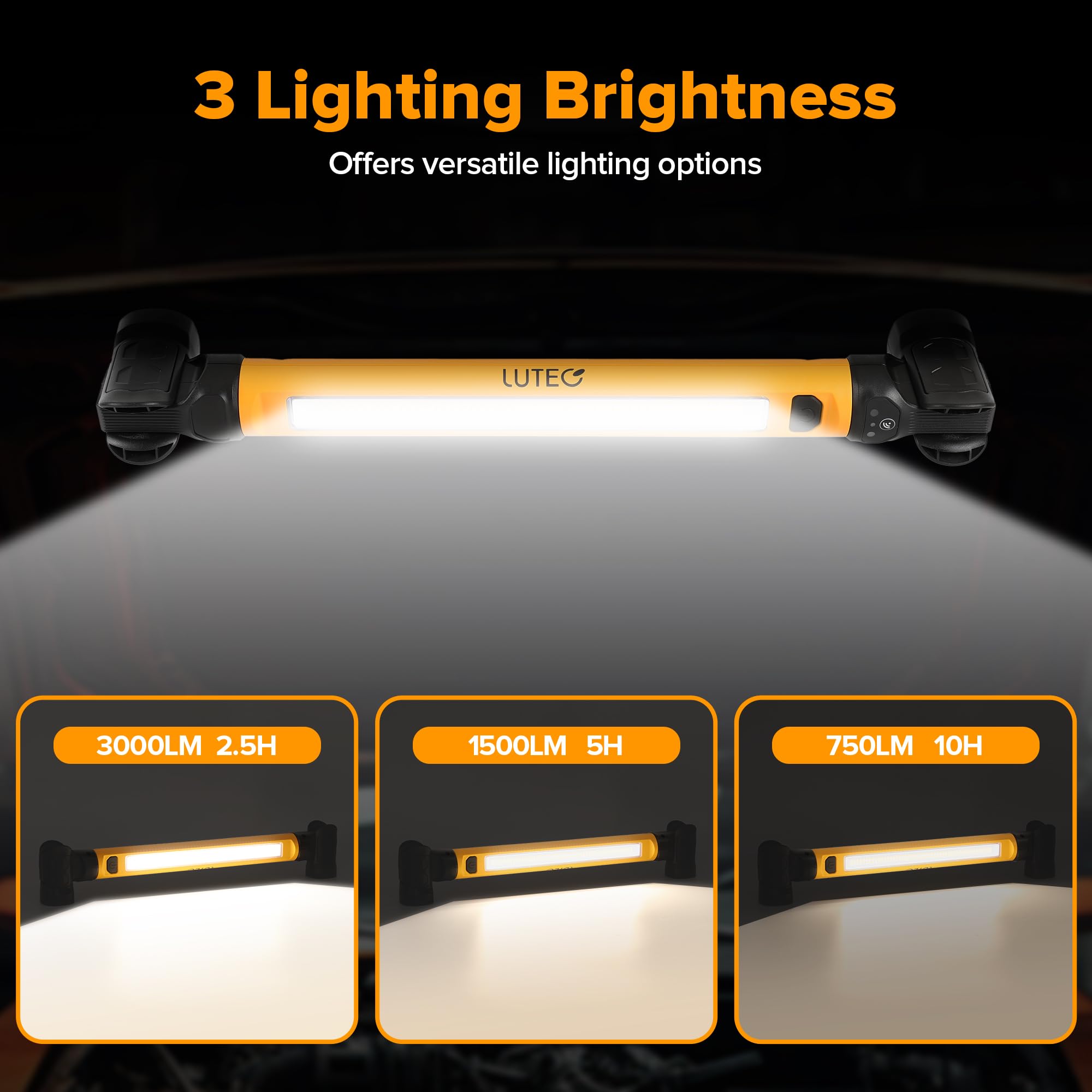 LUTEC 5200mAh rechargeable work light with USB-C charging