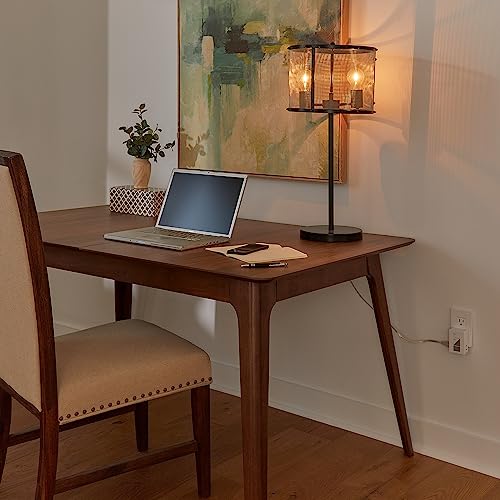 Lutron Caseta dimmer on table lamp for flexible controls.