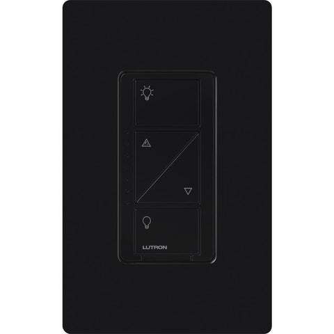 Lutron Caseta original dimmer black in-wall installation shows clean integration
