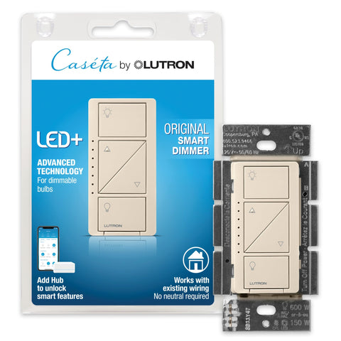 Lutron Caseta original smart dimmer in dimmed LED mode for ambient lighting