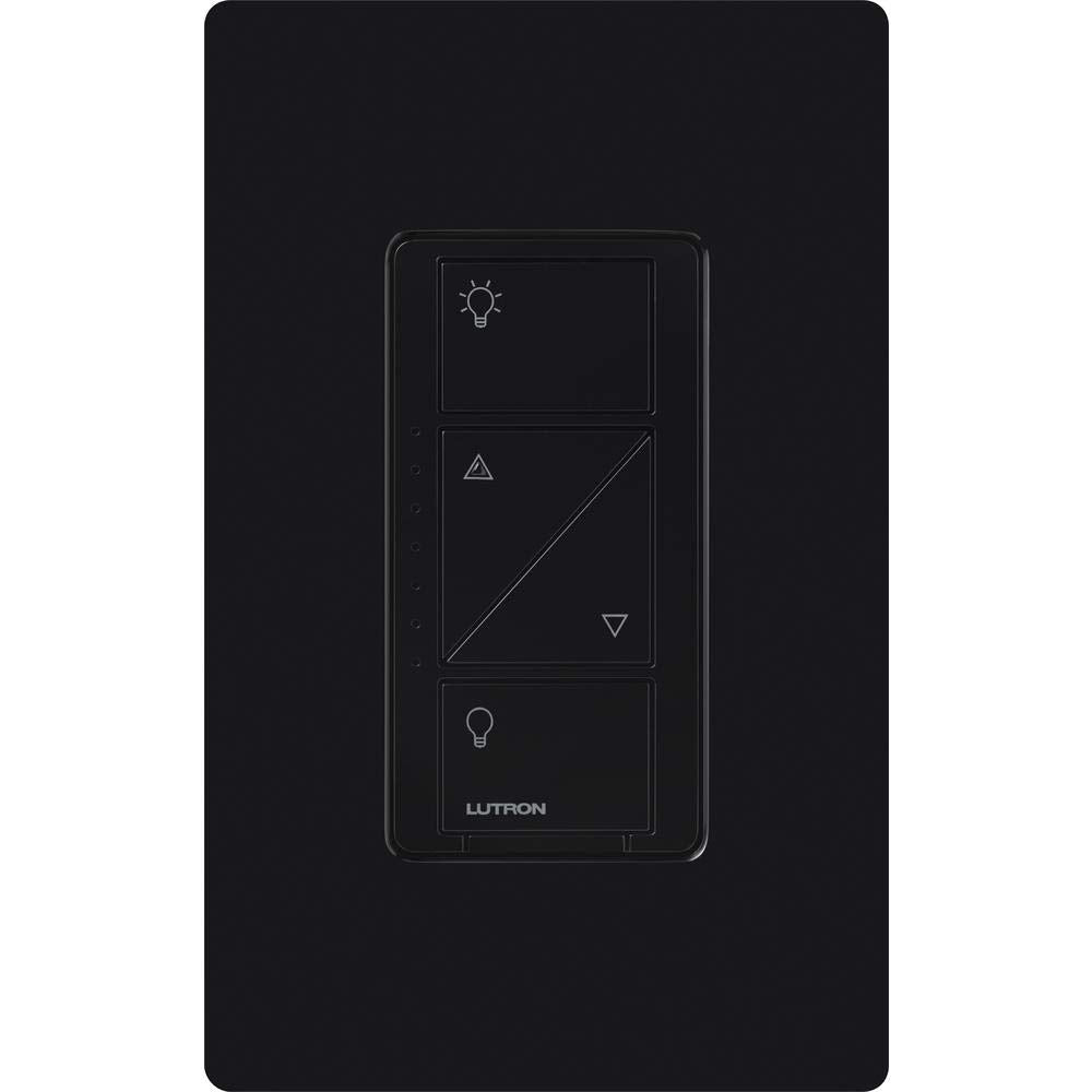 Lutron Caseta dimmer switch side view showing slim profile for wall installation.