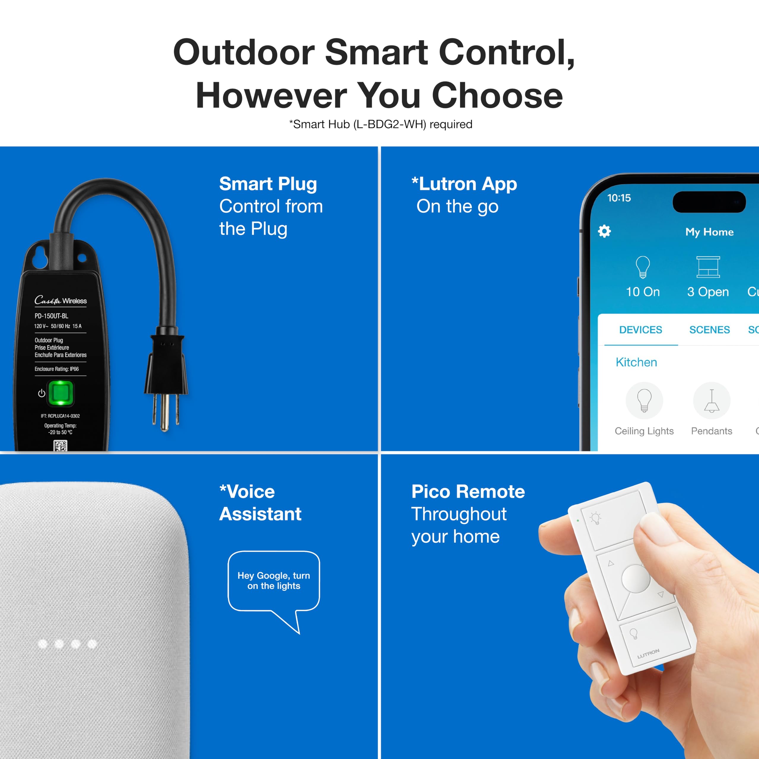 Lutron Caseta with Pico remote compatibility for remote convenience