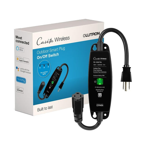 Lutron Caseta Weatherproof Outdoor Smart Plug close-up with durable housing
