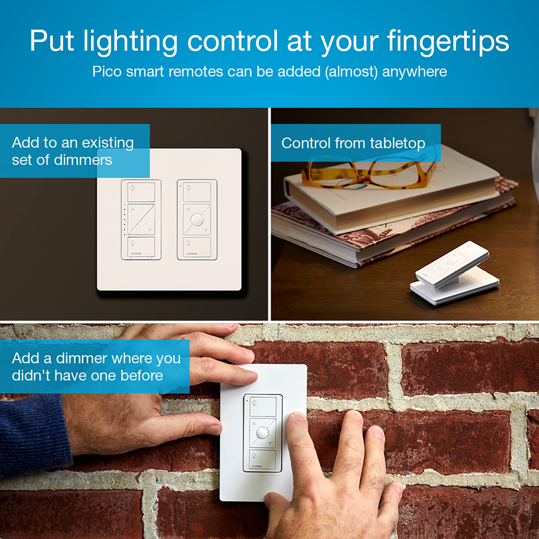 Lutron Caseta app control to adjust lights from anywhere.