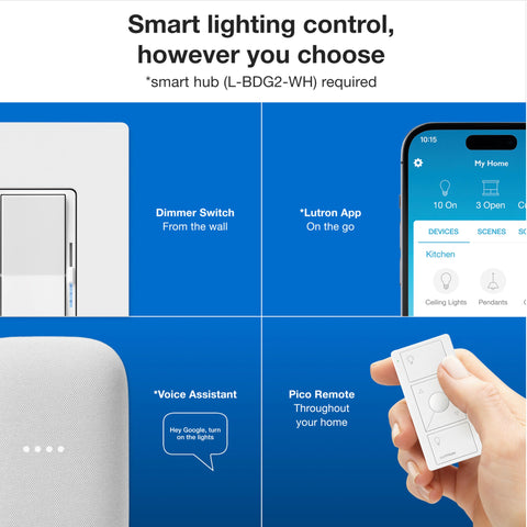 Caseta smart hub centralizes control across compatible devices.