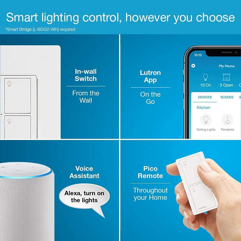 Lutron Caseta almond 3-way setup enables multi-point control across rooms