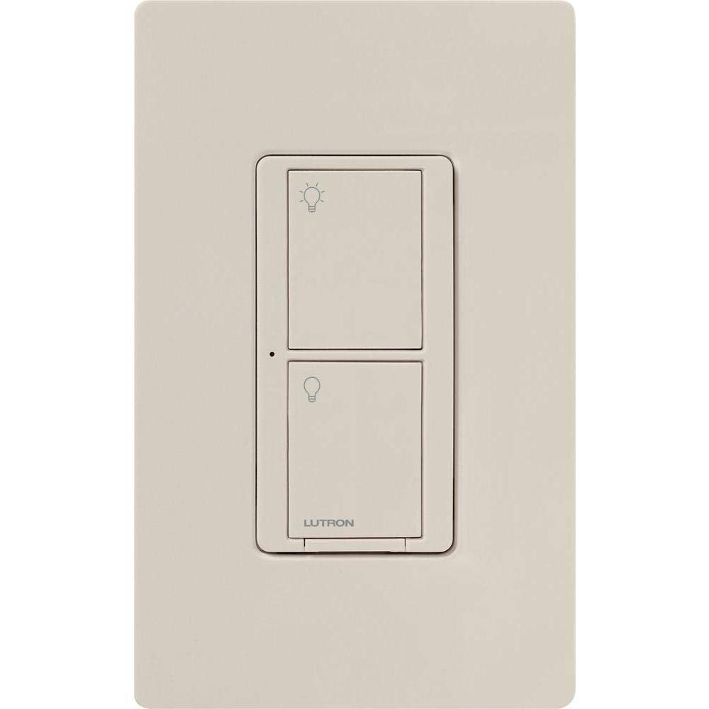Lutron Caseta almond wall-mounted switch emphasizes compact, elegant design for easy installation