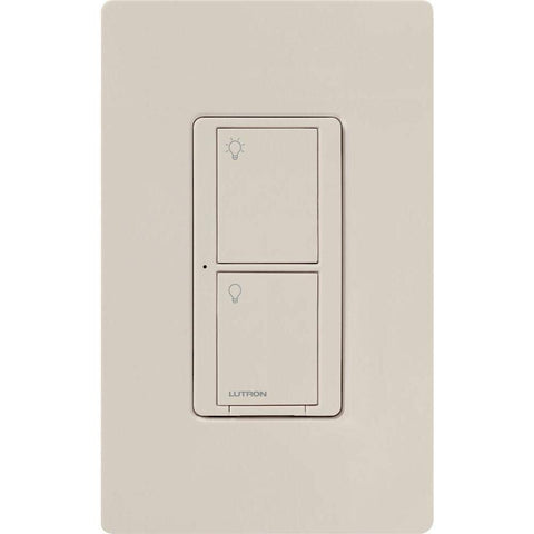 Lutron Caseta almond wall-mounted switch emphasizes compact, elegant design for easy installation
