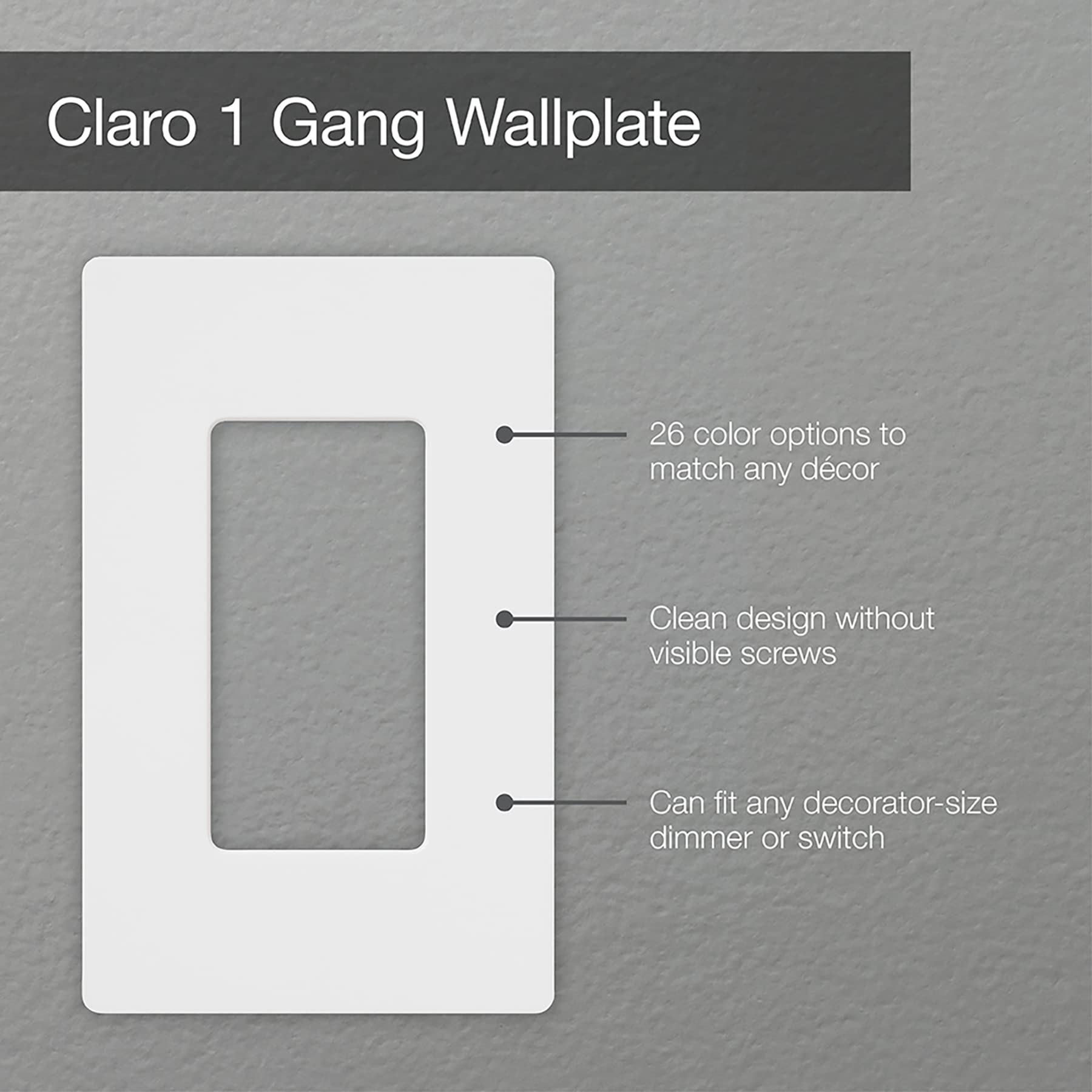 Lutron Claro decorator switch cover in white fits decorator openings