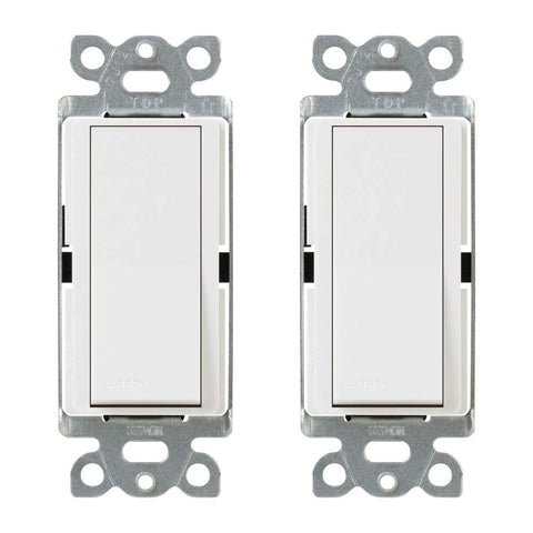 Lutron Claro white on/off switch with large paddle for easy control.