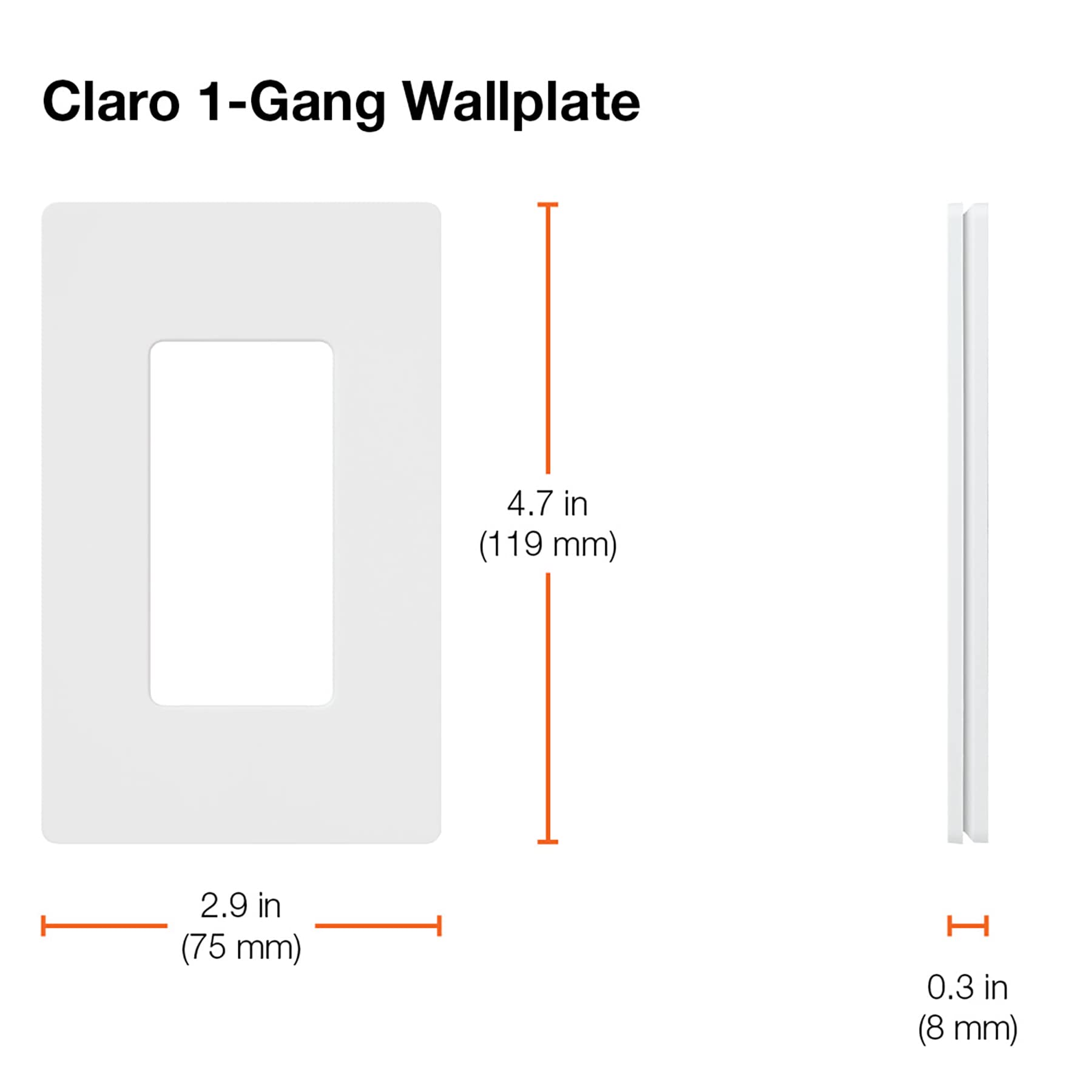 Close-up of Claro wall plate installed flush to wall, hiding gaps around the box.