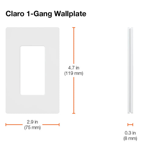 Close-up of Claro wall plate installed flush to wall, hiding gaps around the box.