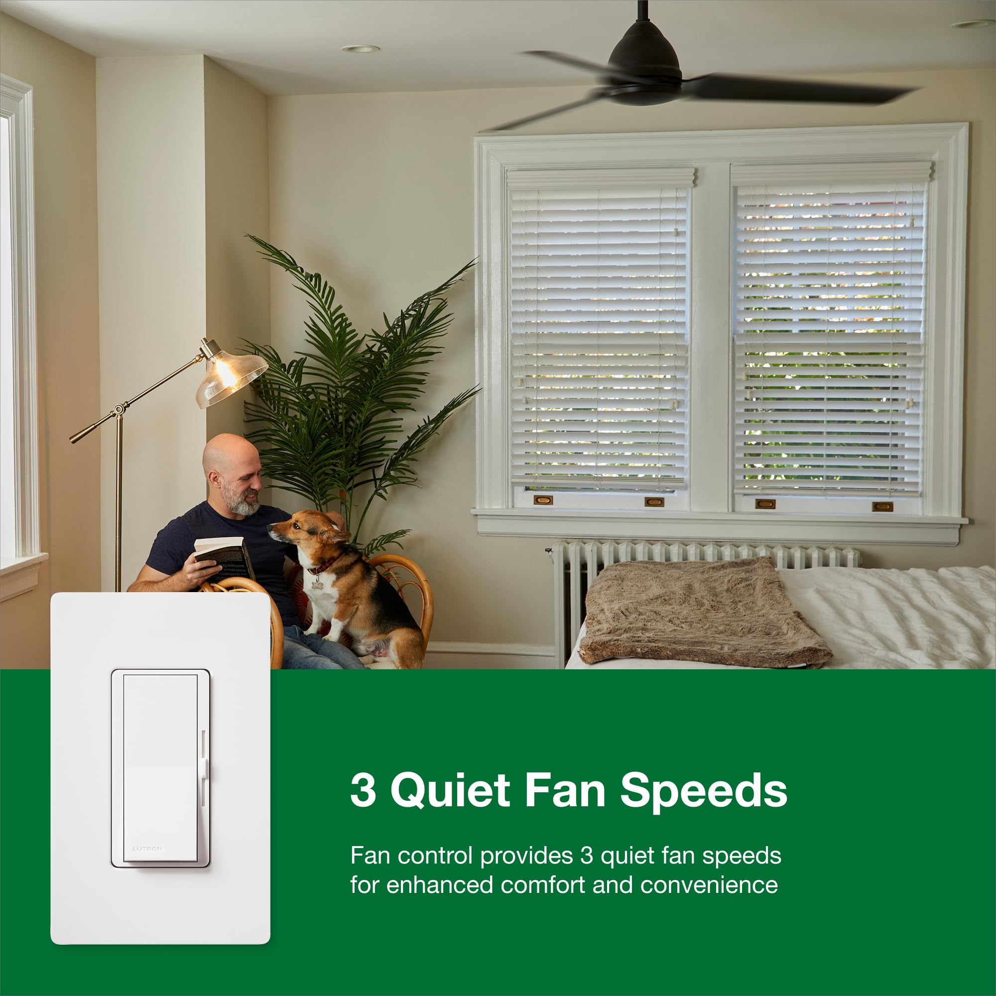 Lutron Diva 3-Speed 3-way application depiction for versatile control