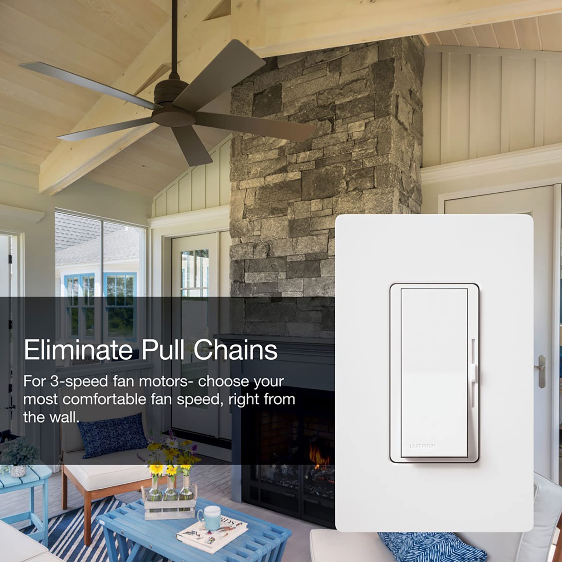 Lutron Diva 3-Speed slider detail showing precise speed control