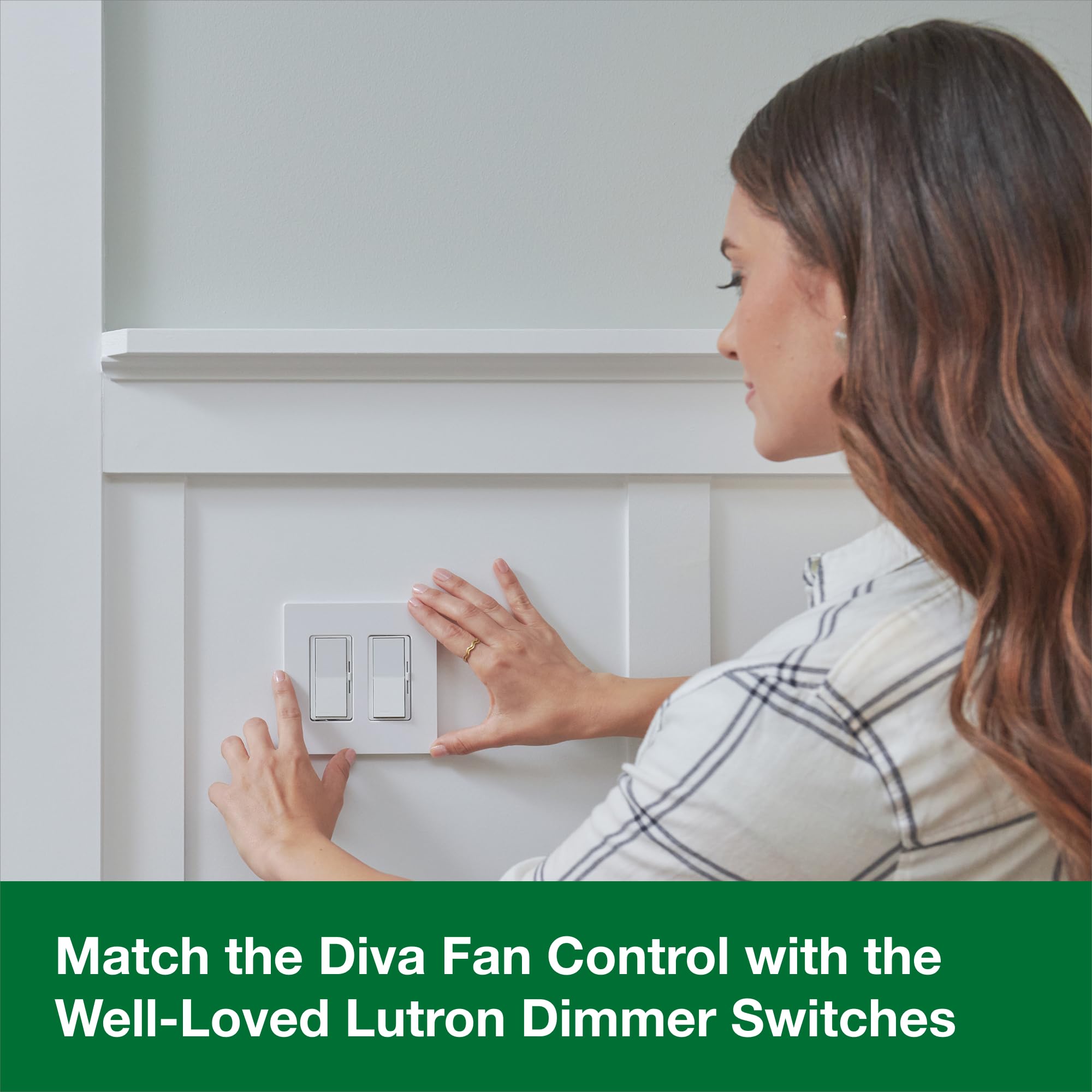Lutron Diva white wall plate pairing completes the look