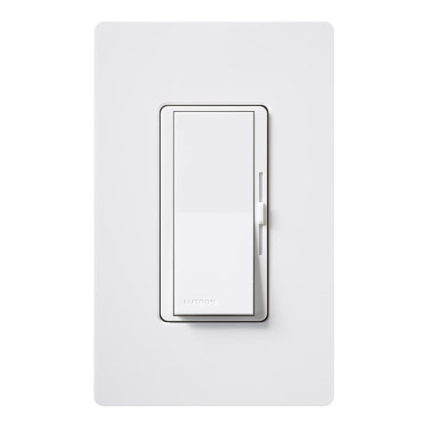 Lutron Diva dimmer white close-up of the dimming range control.
