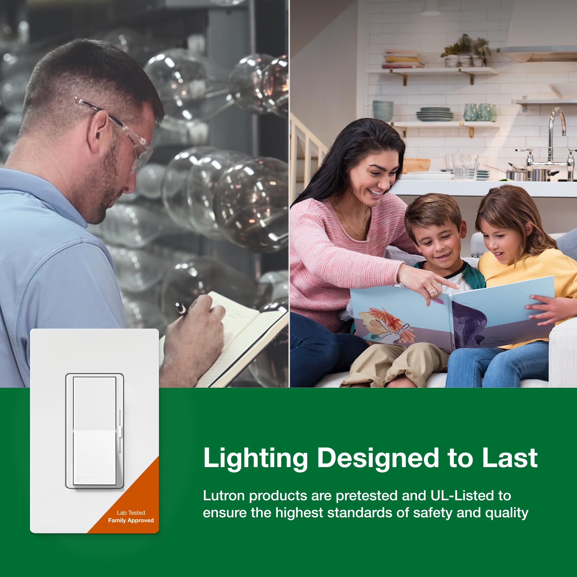 Lutron Diva dimmer flicker-free dimming extends compatibility across many LED bulbs.