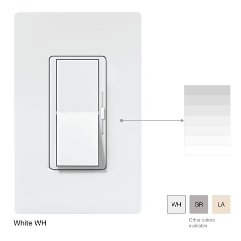 Lutron Diva dimmer paddle switch offers quick on/off with favorite level recall.