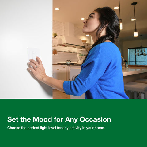 Lutron Diva dimmer slider-dimming demonstrates smooth light adjustment for any activity.
