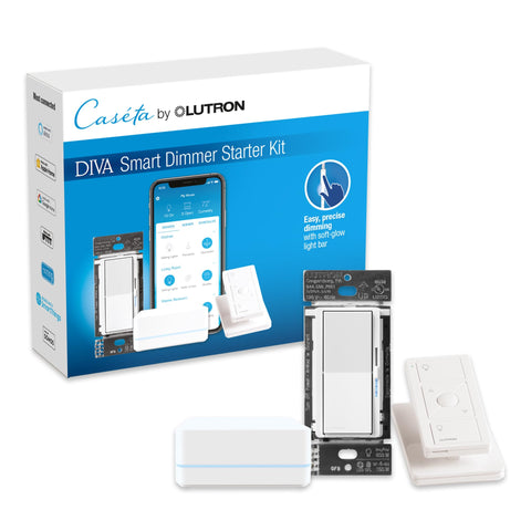 Lutron Diva dimmer switch on wall with smooth LED dimming for ambiance control.