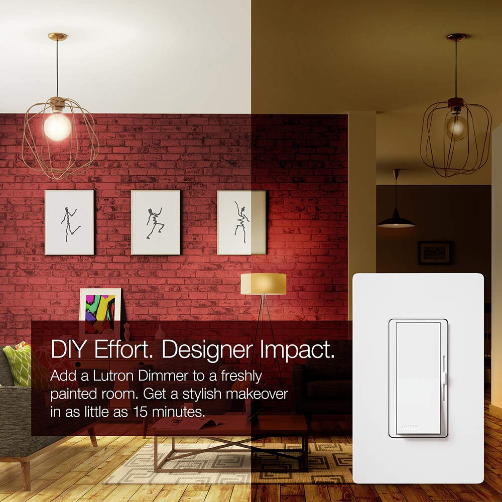 Lutron Diva wall plate included in white for modern interiors.