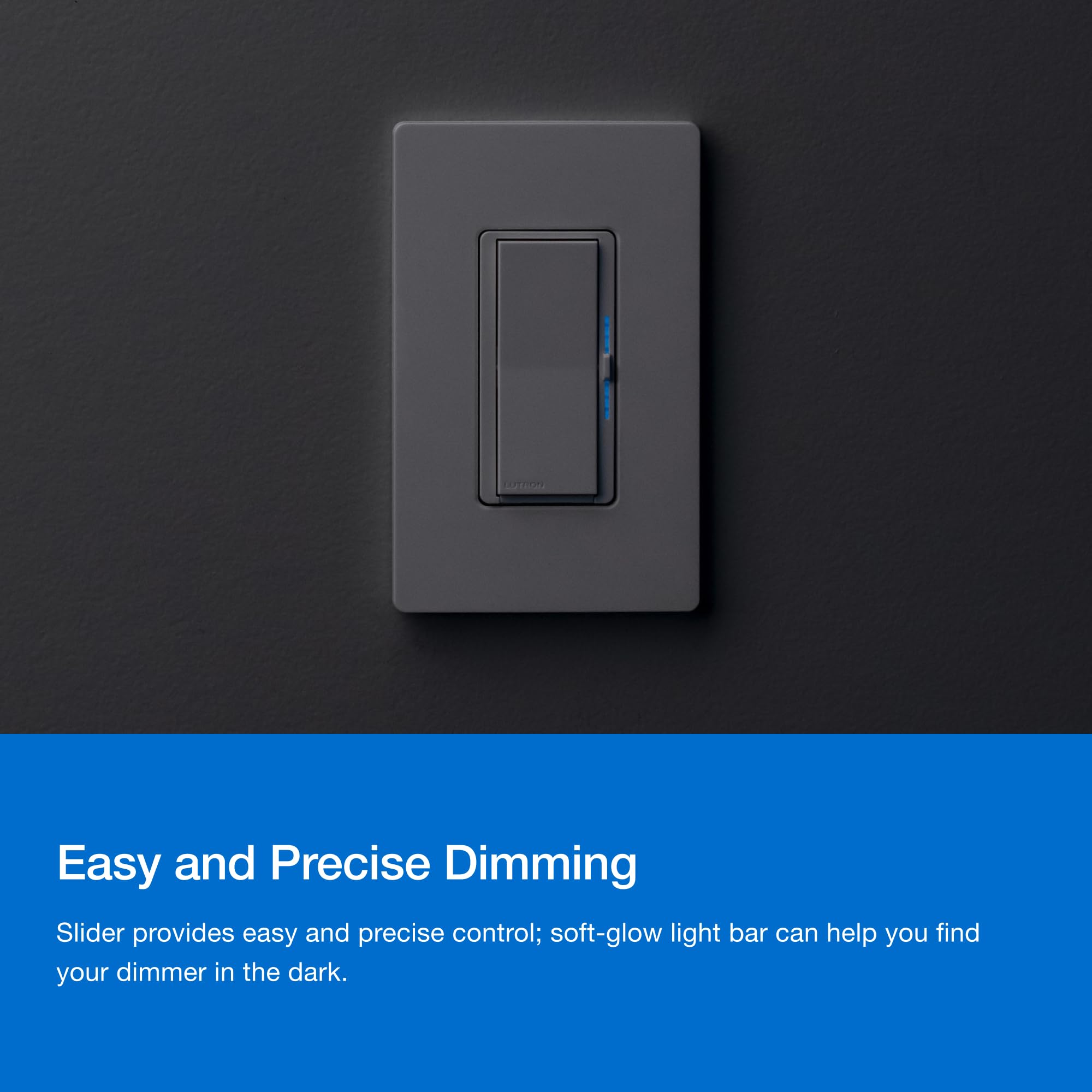 Diva dimmer wall plate installation ready with wiring compatibility.