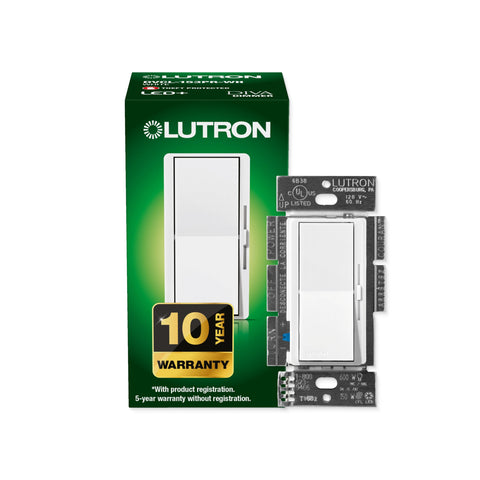 Lutron Diva LED+ dimmer front view with smooth paddle switch for easy on/off