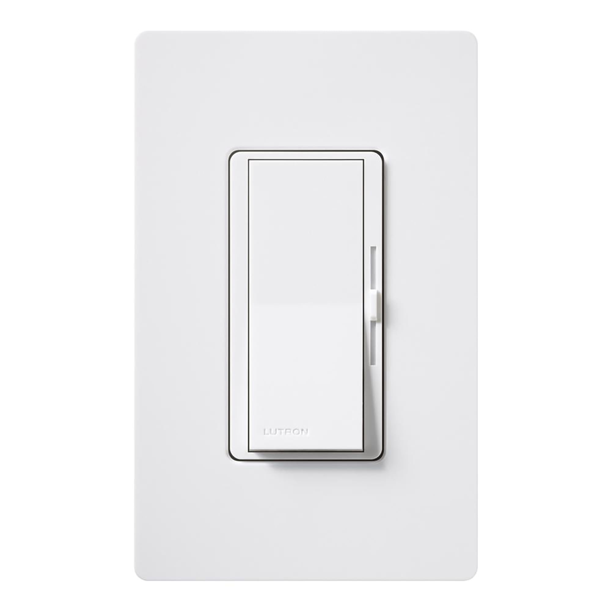 Lutron Diva LED+ dimmer assembly close-up with paddle switch for precise control