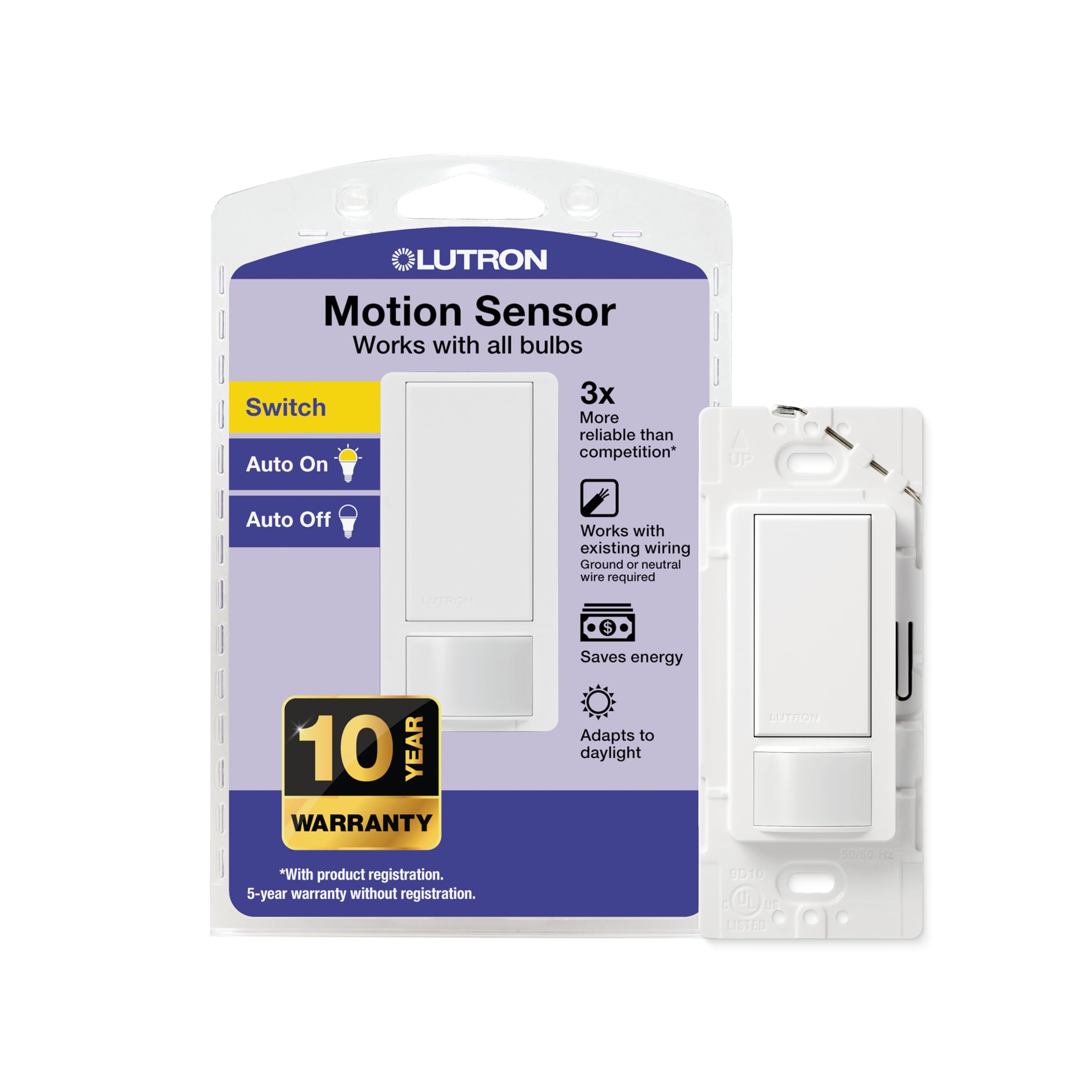 Lutron Maestro occupancy switch in bathroom activates lights hands-free when you enter