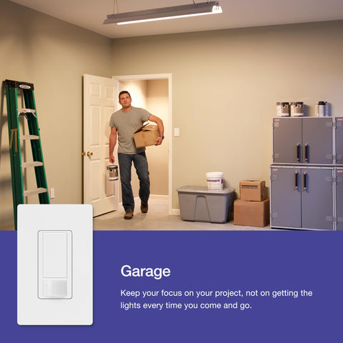 Lutron Maestro sensor switch in kitchen automatically lights work areas, preserving visibility while hands are full