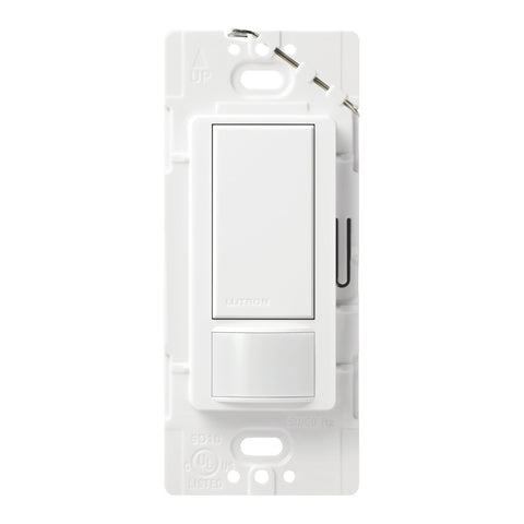 Lutron Maestro OPS5M-WH in-wall switch for clean bathroom lighting automation.