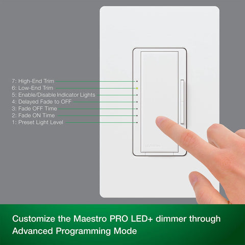 Lutron Maestro PRO LED+ dimmer indicator glow while lights are on