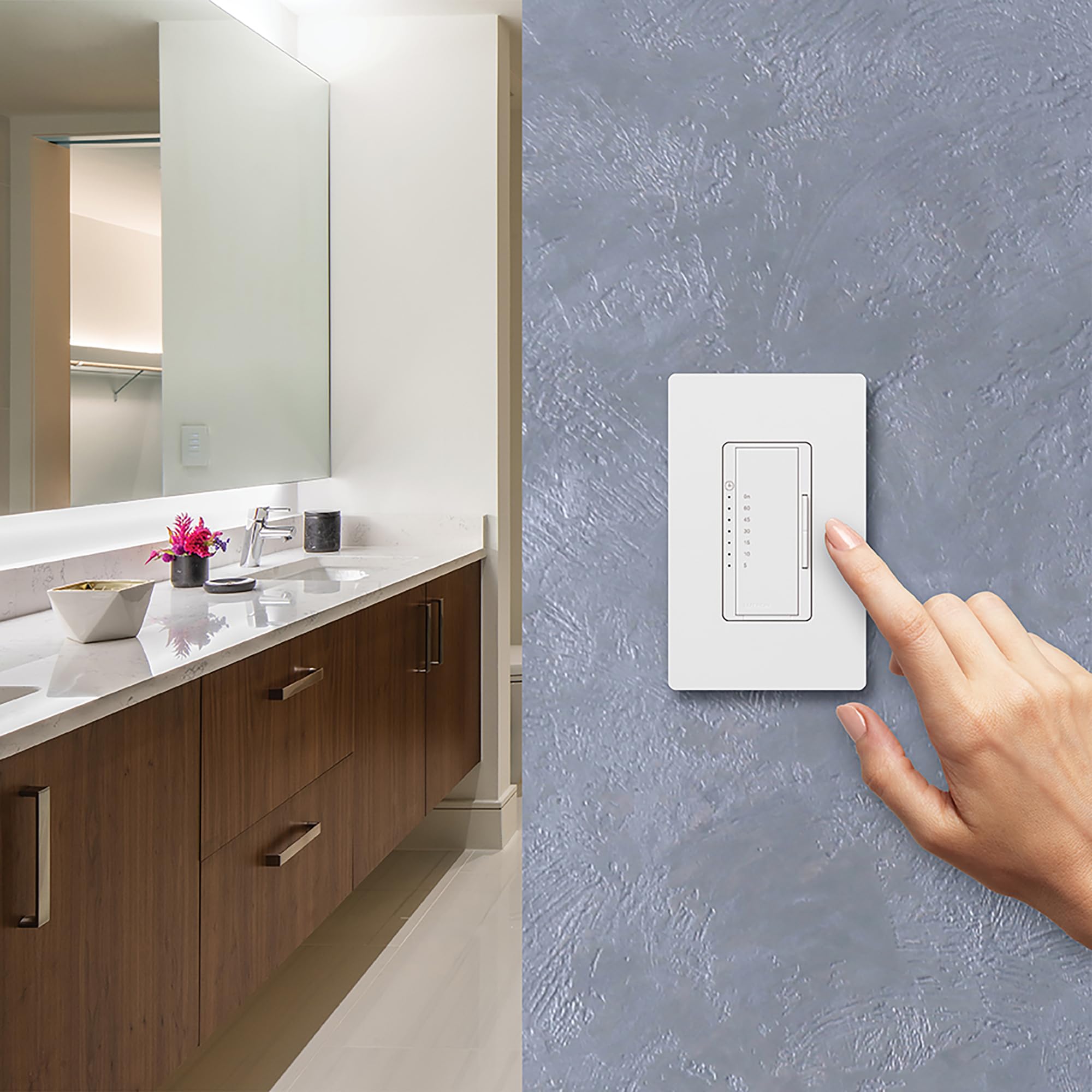 Lutron Maestro tap-control-start-stop shows quick timer activation.