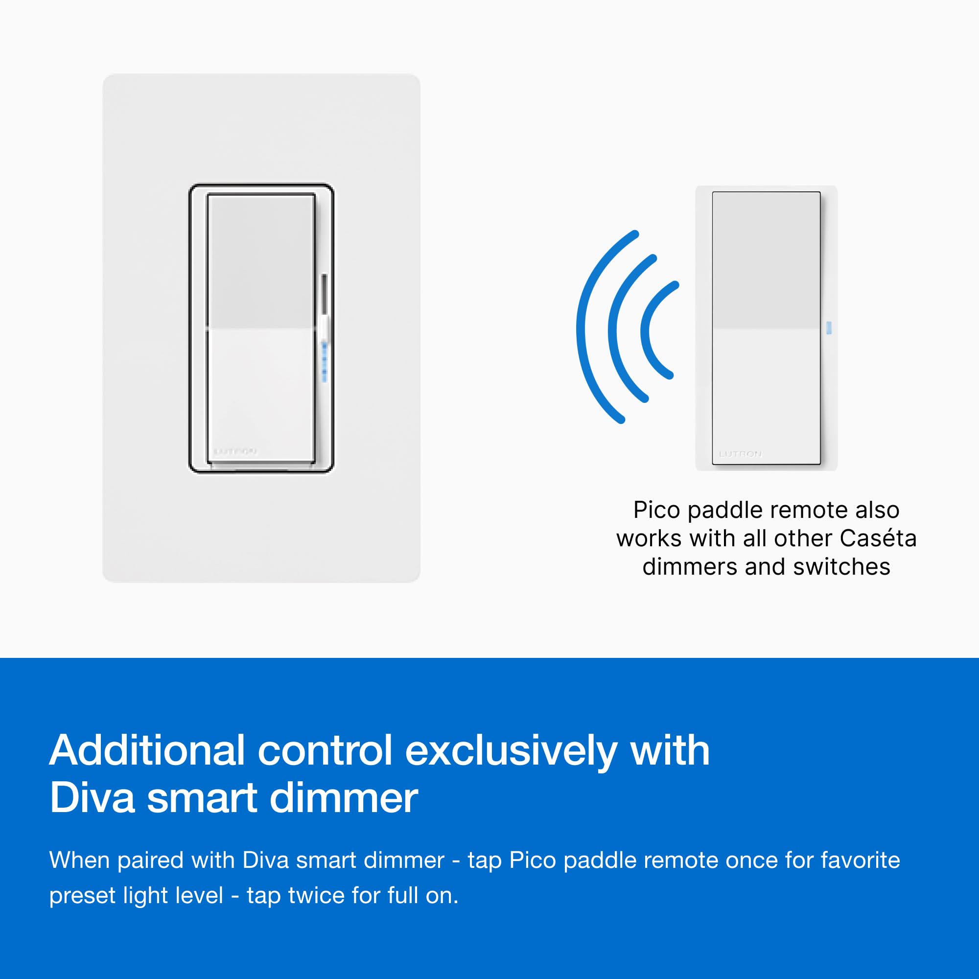 Pico remote enabling Caseta dimmers control from another wall.