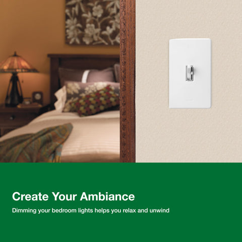 Lutron Toggler LED+ dimmer with LED and CFL compatibility.