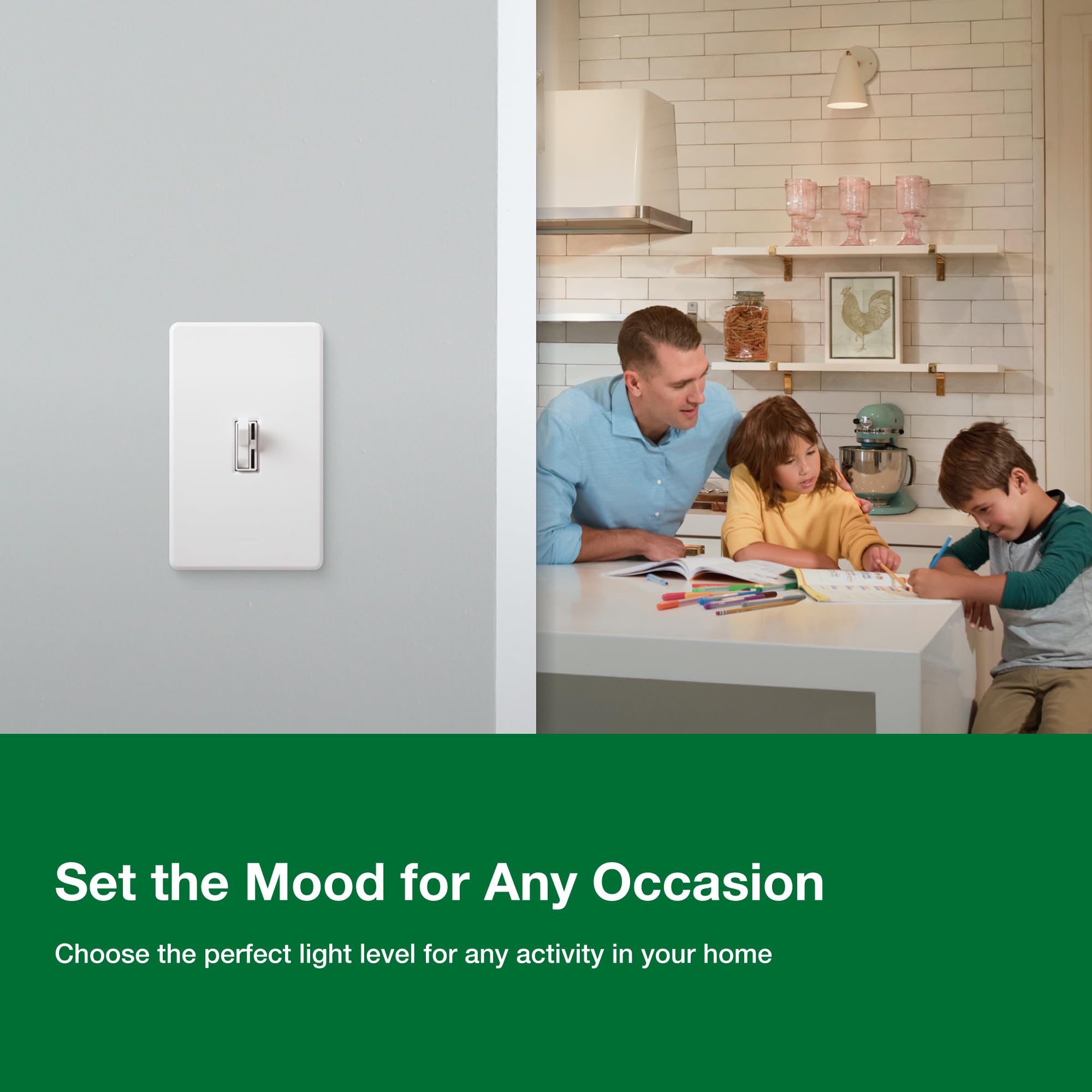 Lutron Toggler LED+ dimmer slide dimmer control close-up