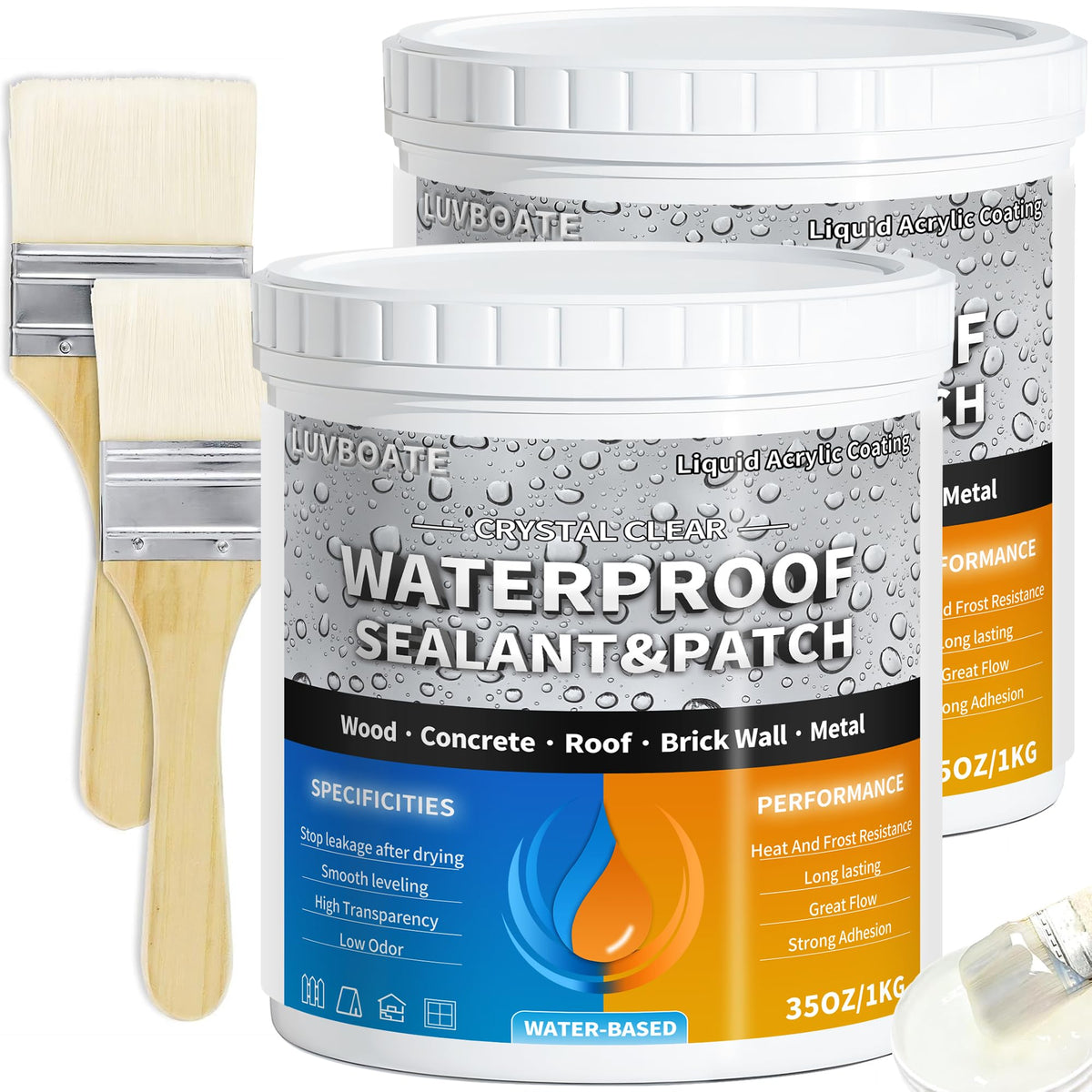 LUVBOATE liquid waterproof sealant bottle ready for seamless indoor-outdoor sealing.