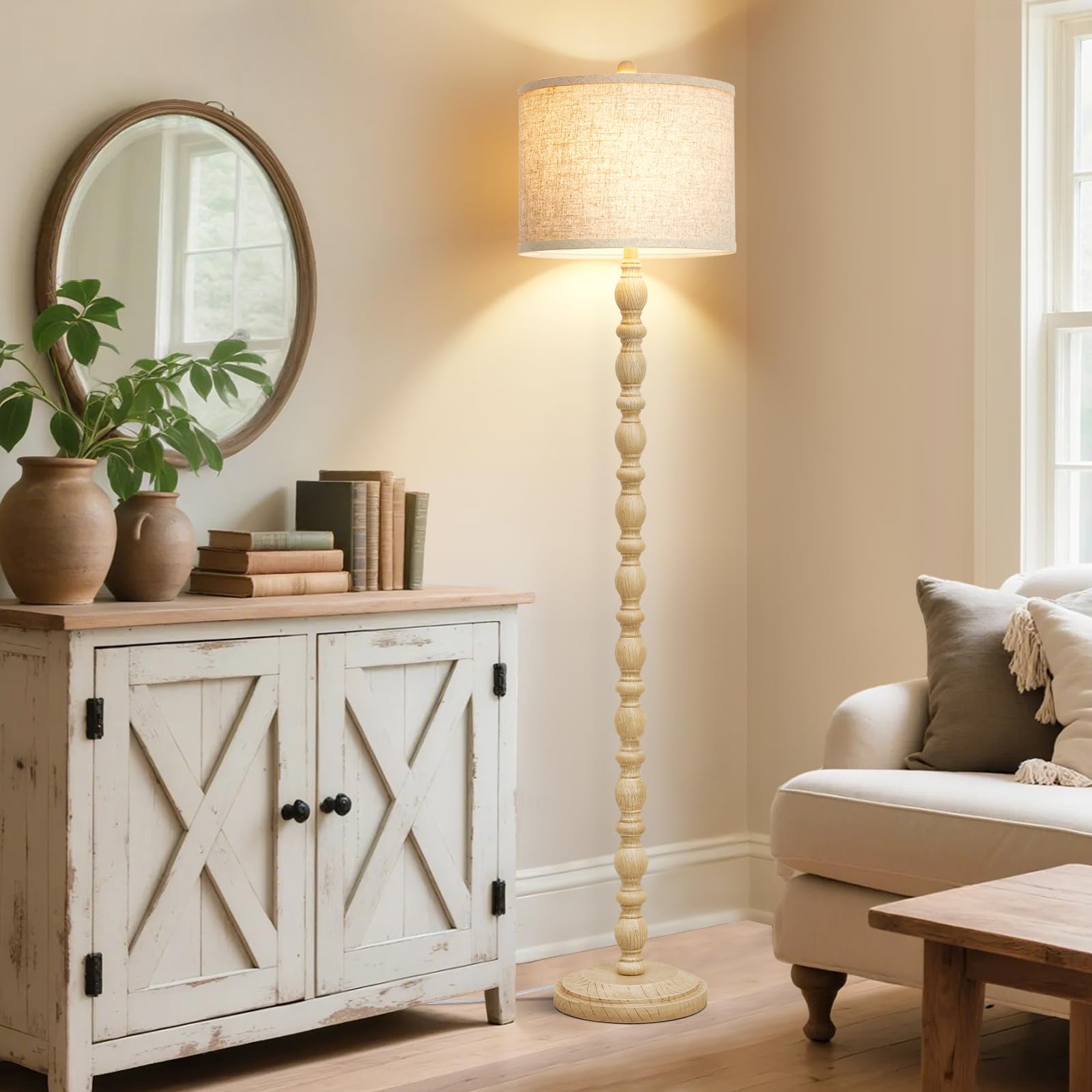Luvkczc 62-inch floor lamp cream assembled with no tools required