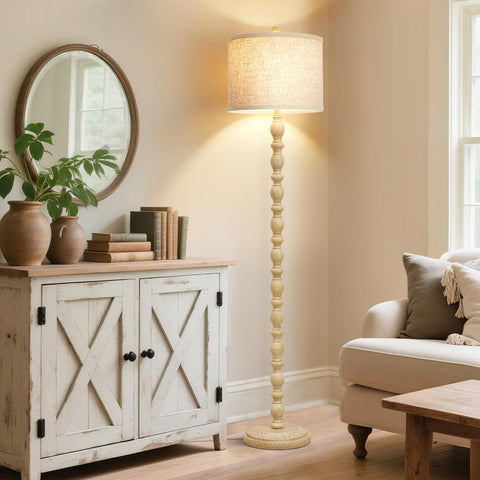 Luvkczc 62-inch floor lamp cream assembled with no tools required