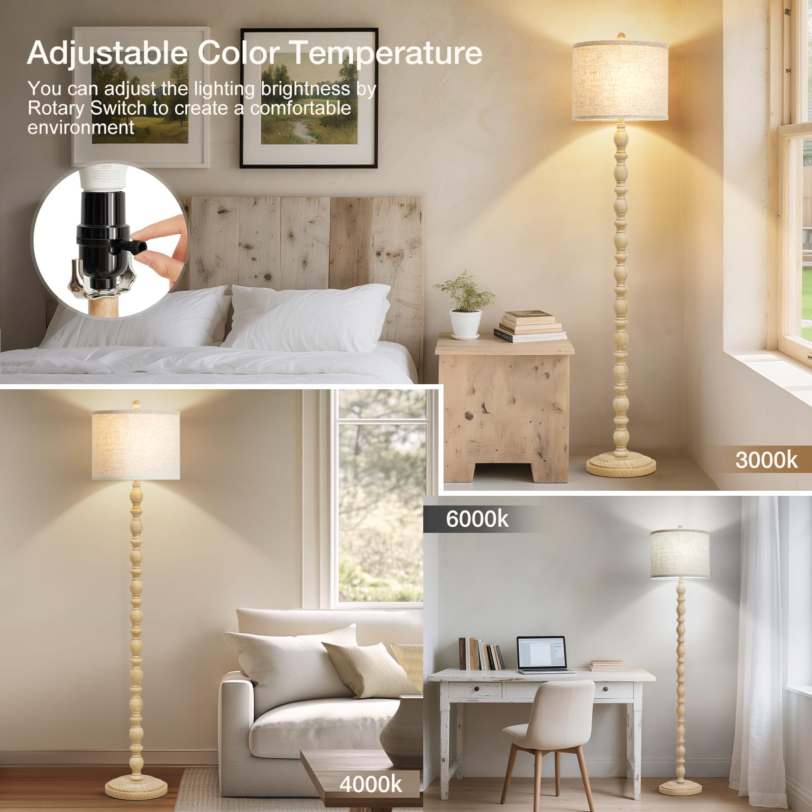 Luvkczc 62-inch floor lamp cream base detail showing weighted stability