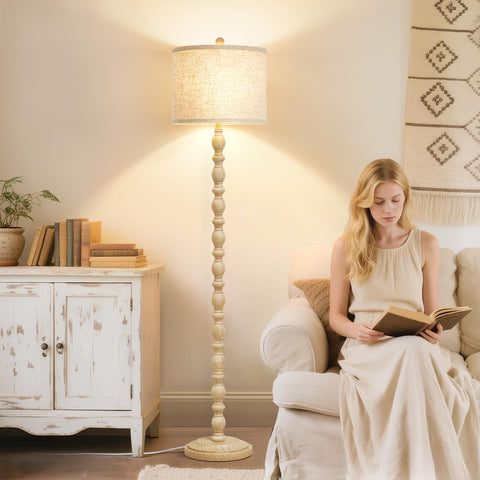 Luvkczc 62-inch floor lamp cream shade close-up with soft glare-free light
