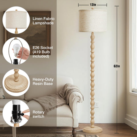 Luvkczc 62-inch floor lamp cream side view ideal for a living room corner